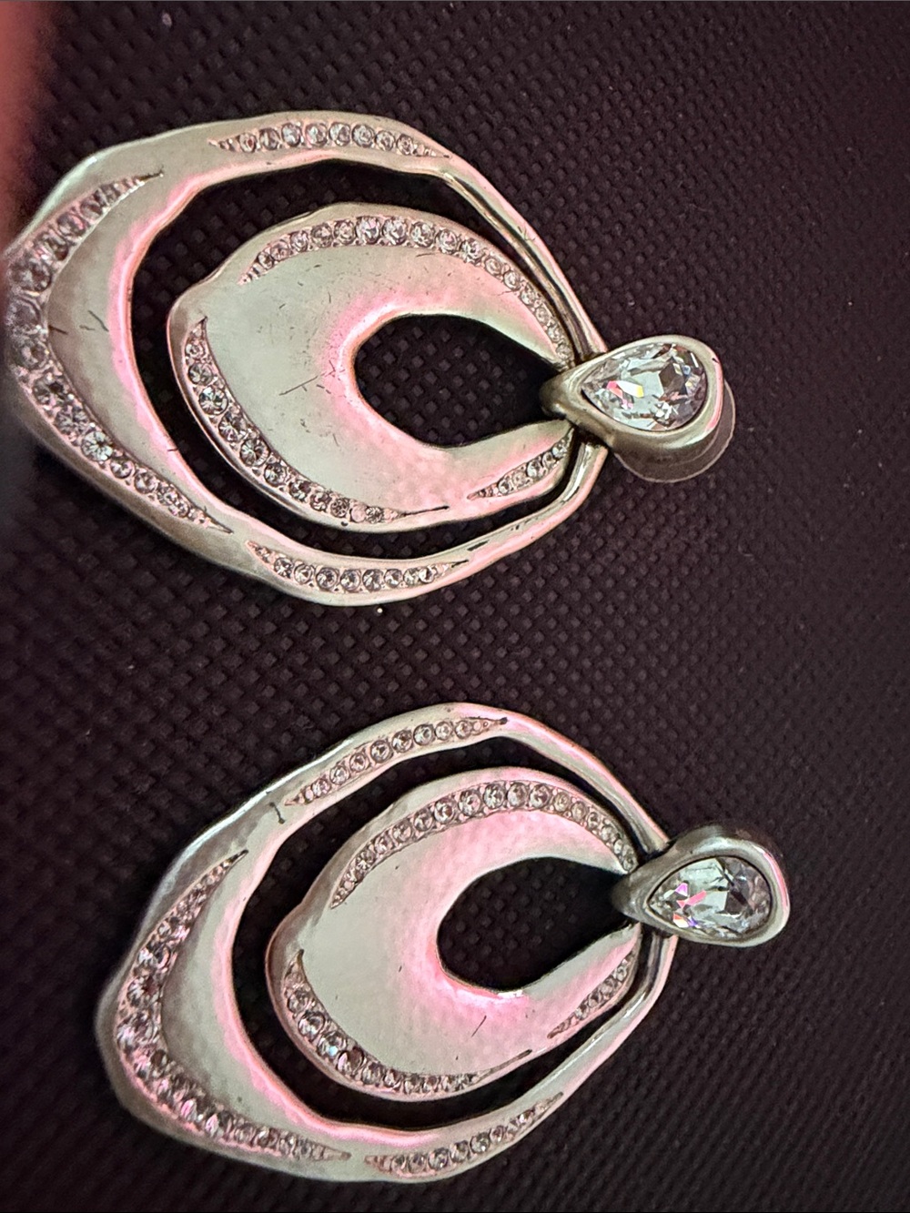 Brighton Silver Crystal Layered Teardrop Dangle Earrings
